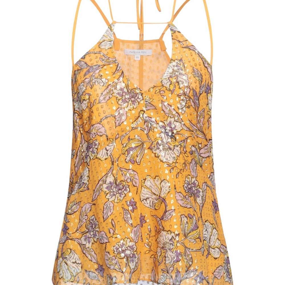 Patrizia Pepe Marigold woman camisole top S- crepe -floral print&embellishments